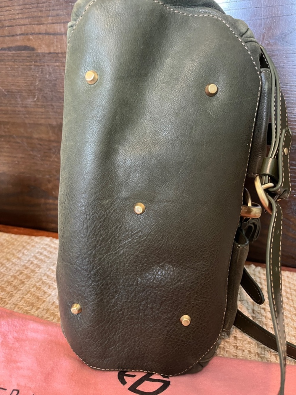 Francesco Biasia Olive Green Leather Saddle Bag - Picture 10 of 13